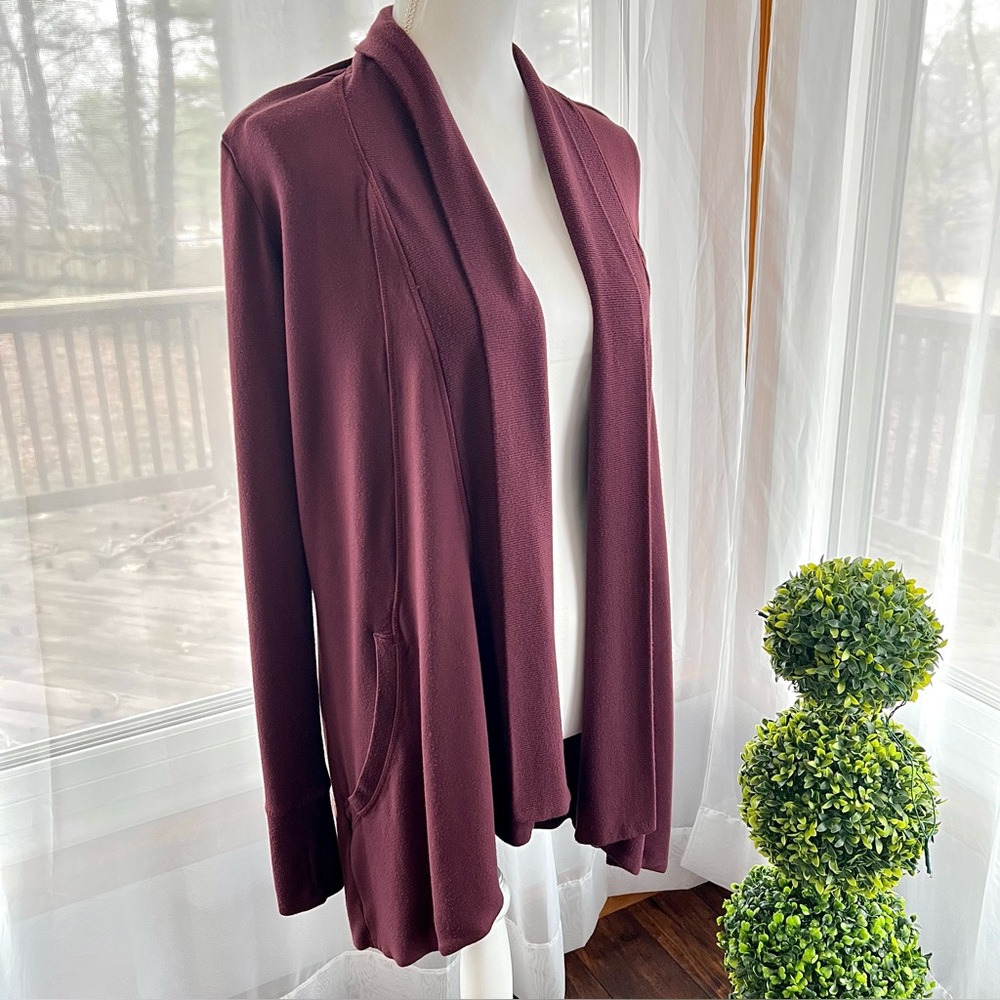 Athleta Decadent Red Nirvana Pranayama Wrap Cardigan Size Small Tall - Picture 5 of 13